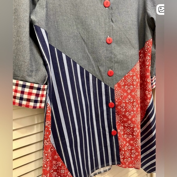 Colorful Patchwork Button-Up Shirt - Picture 5 of 5